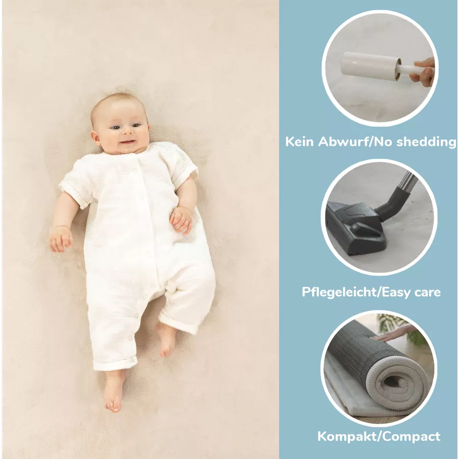 Hakuna Matte Samtmatte-Spielmatte für Baby 200 x 150 cm, Beige