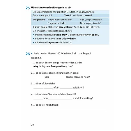 Hauschka Verlag Frage und Verneinung. Englisch ab 6. Klasse und für Erwachsene