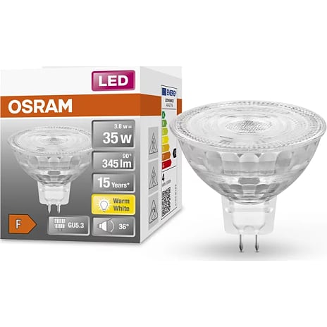 Osram LED spotpære 3,8W - varmt hvidt lys