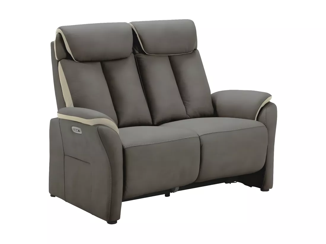 Canapé de relaxation électrique en nubuck Kondort-Couleur Gris foncé-2 places relax électrique