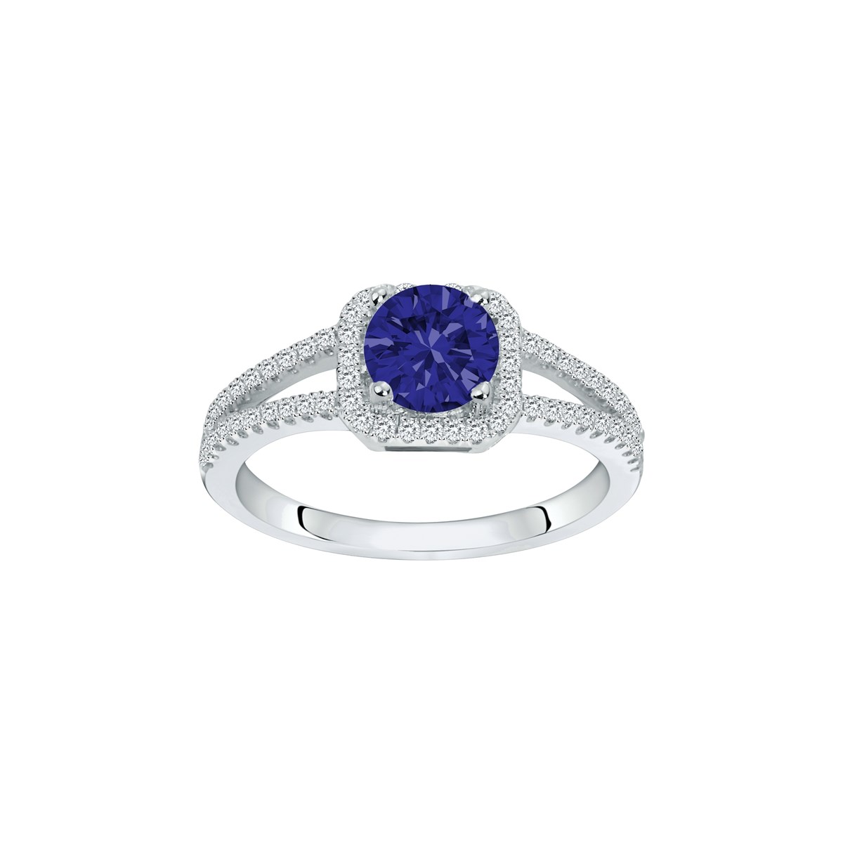 Bague de fiançailles en Argent avec spinelle bleu saphir
