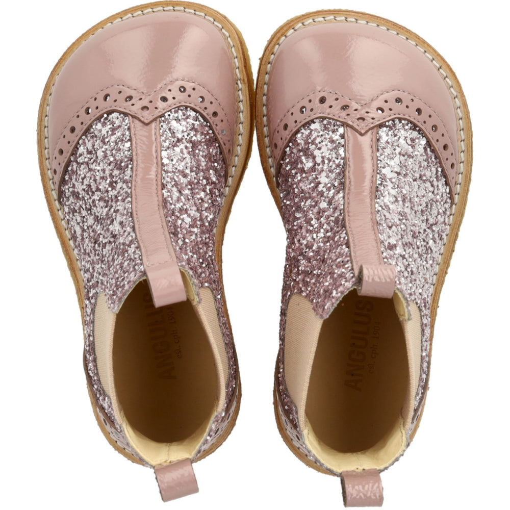 Køb Angulus Faded Rose/Blossom Glitter/Rose Chelsea Støvle Med Glitter Og Brogues Detaljer