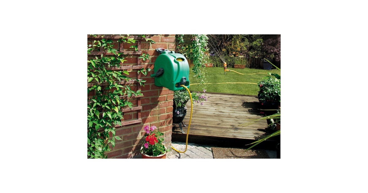 Hozelock2415 Compact Enclosed Reel 2 in 1 slanghaspel  (Grijs/geel, 25 meter)