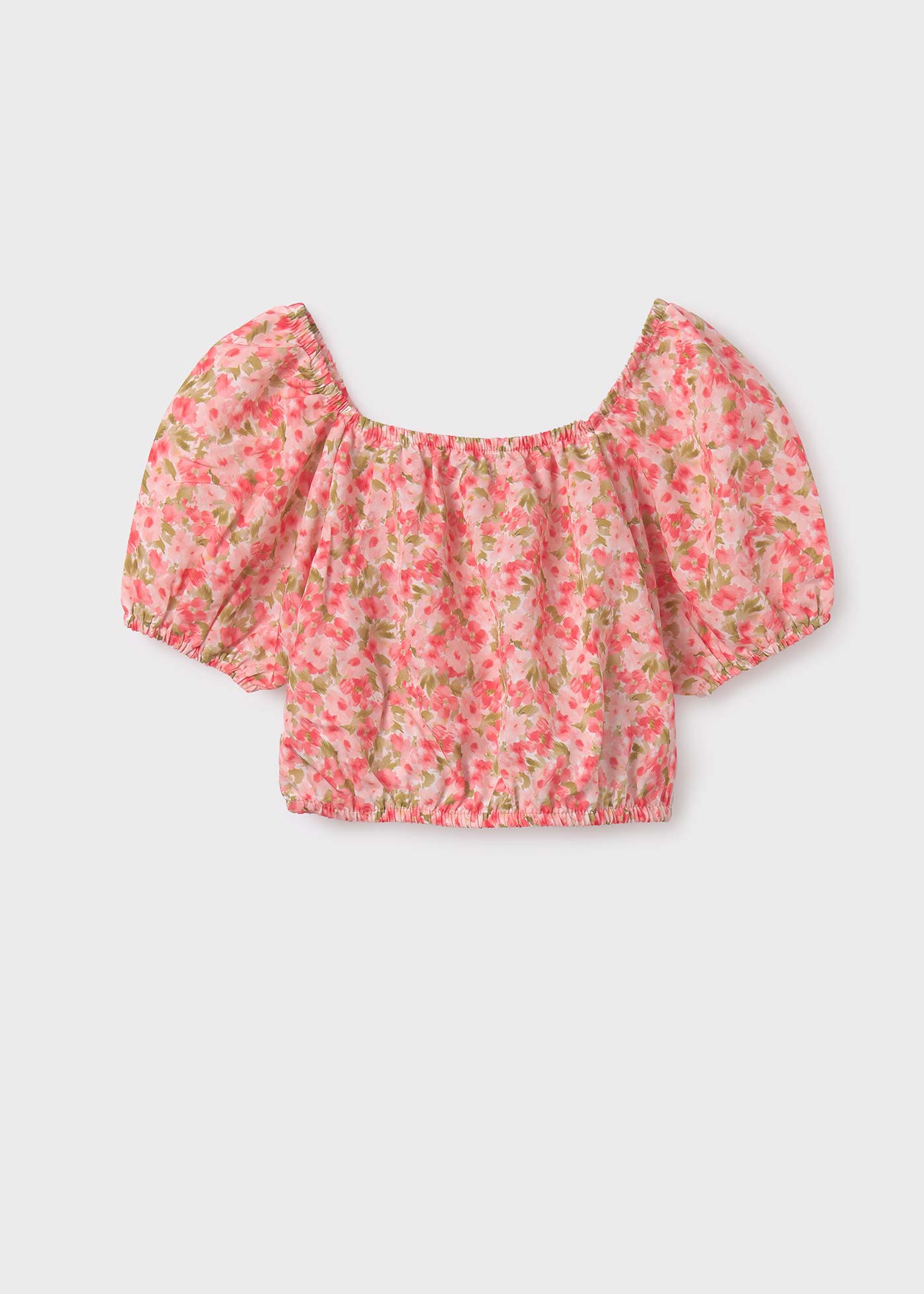 Blusa floral para meninas, cor pistache.
