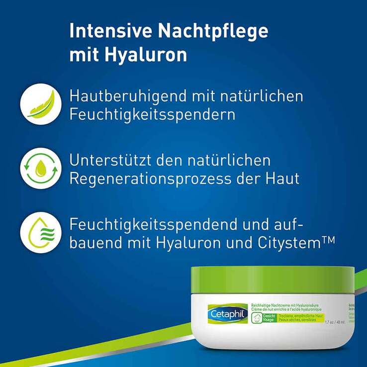 Cetaphil reichhaltige Nachtcreme mit Hyaluronsäure, 48 g