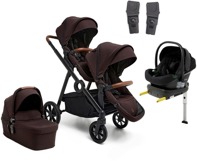 Beemoo Pro Multi 2 Søskenvogn inkl. Route i-Size Babybilstol & Base, Espresso Brown/Black Stone