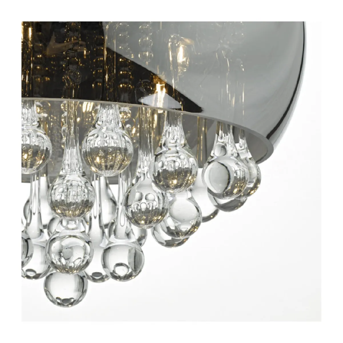 Luminaire Center Suspension Giselle verre fumé et chrome