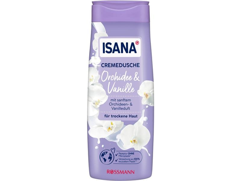 Isana Duschcreme Orchidee 3 x 300 ml Pflegendes Duschmittel mit sanftem Orchideen- und Vanilleduft