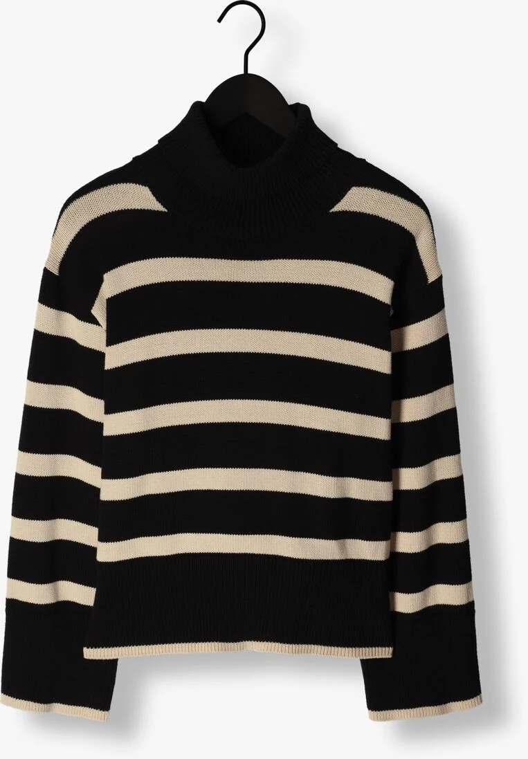 MODSTR\u00D6M zwarte modstr&ouml;m trui corbinmd stripe t-neck