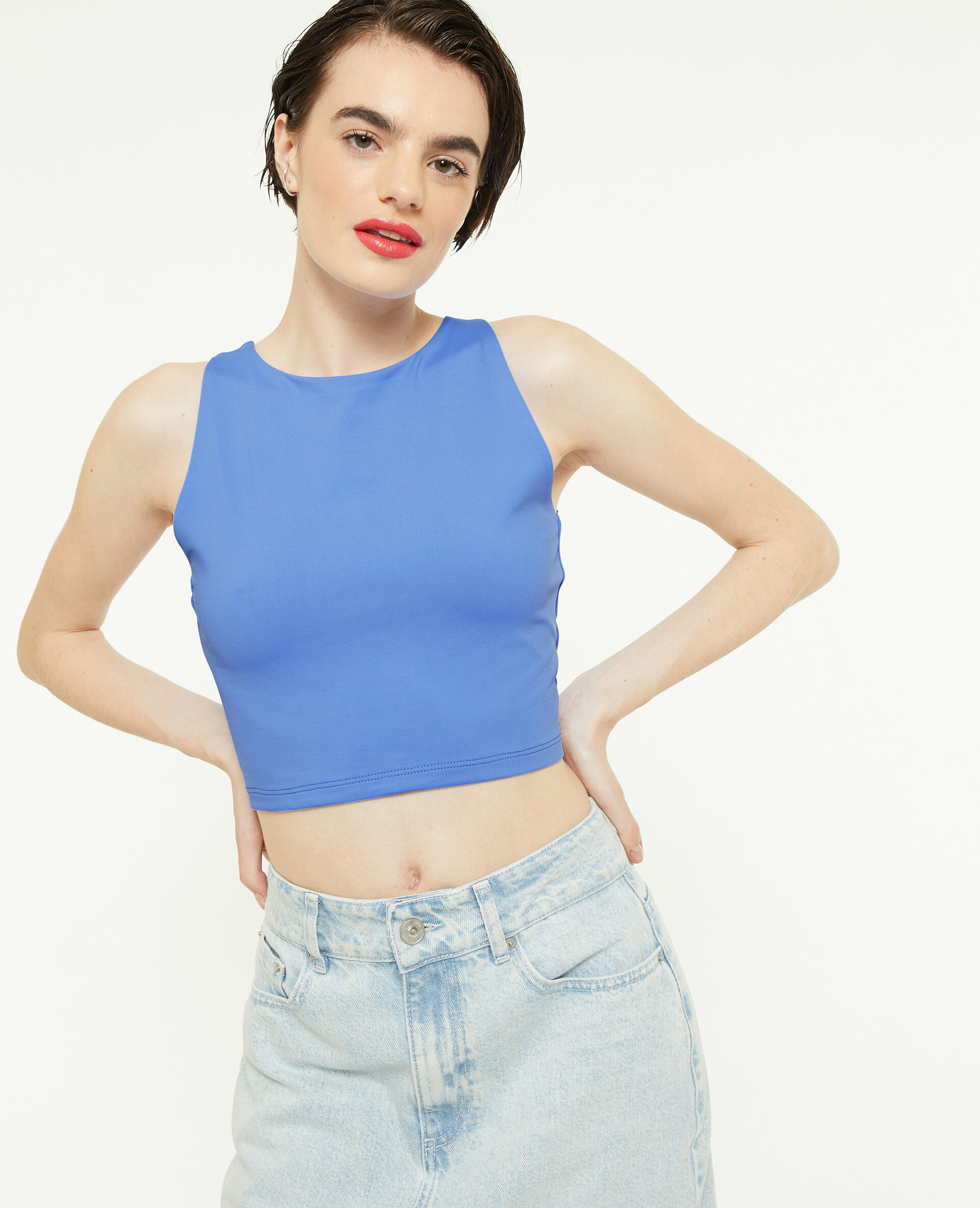 Top sans manches avec découpe dos - Bleu