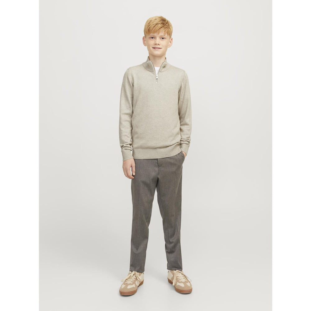Køb Jack & Jones Junior Oatmeal Melange Jjeemil Strik Half Zip Noos Jnr