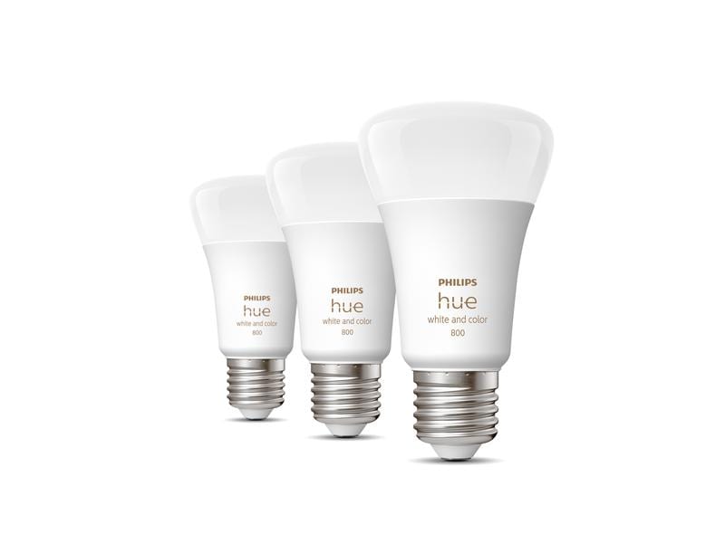 Philips Hue Leuchtmittel White & Color Ambiance, E27, 3 Stü Per Bluetooth steuerbares Hue E27-Leuchtmittel
