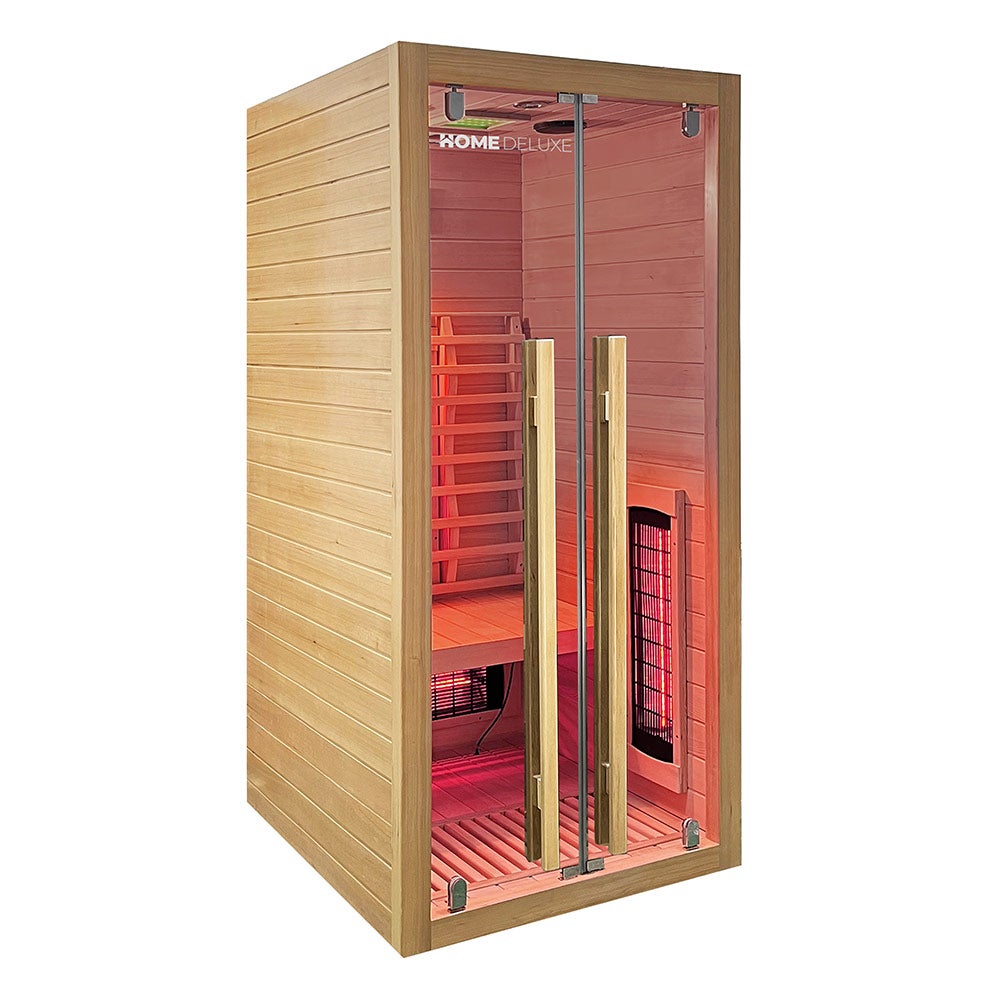 Home Deluxe – SONORA S Infraroodcabine – 90 x 90 x 190 cm – voor 2 personen, 4 full-spectrumstralers, hout: hemlock | Infraroodsauna, sauna, warmtecabine, infrarood