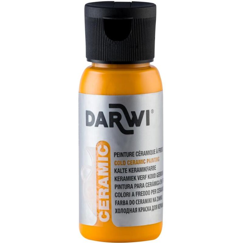 DARWI Flacon de 50 ml de Peinture sur Céramique à Froid - jaune soleil