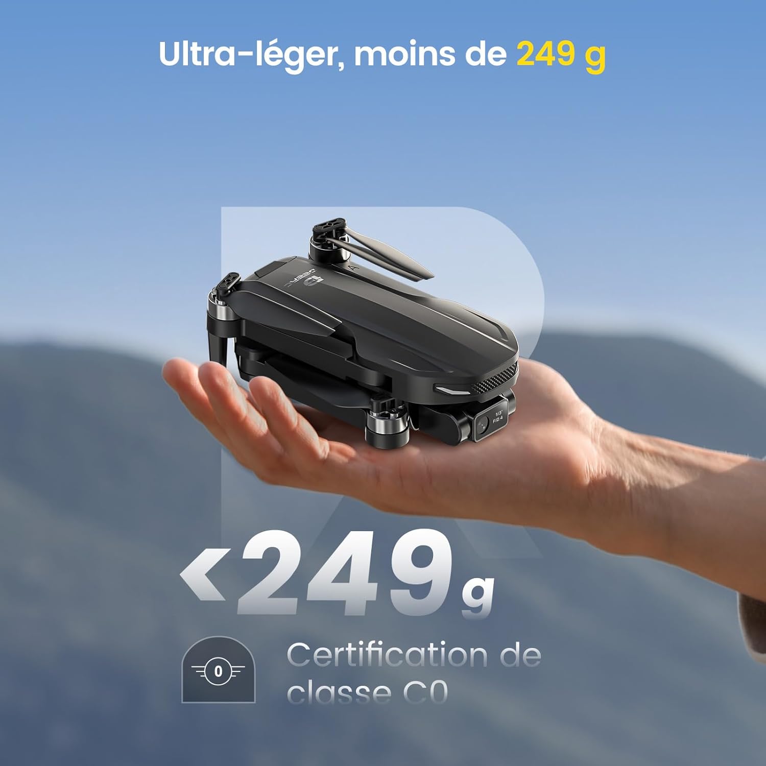 DEERC D65 Drone EIS 4K, Caméra avec Cardan à 2 Axes,