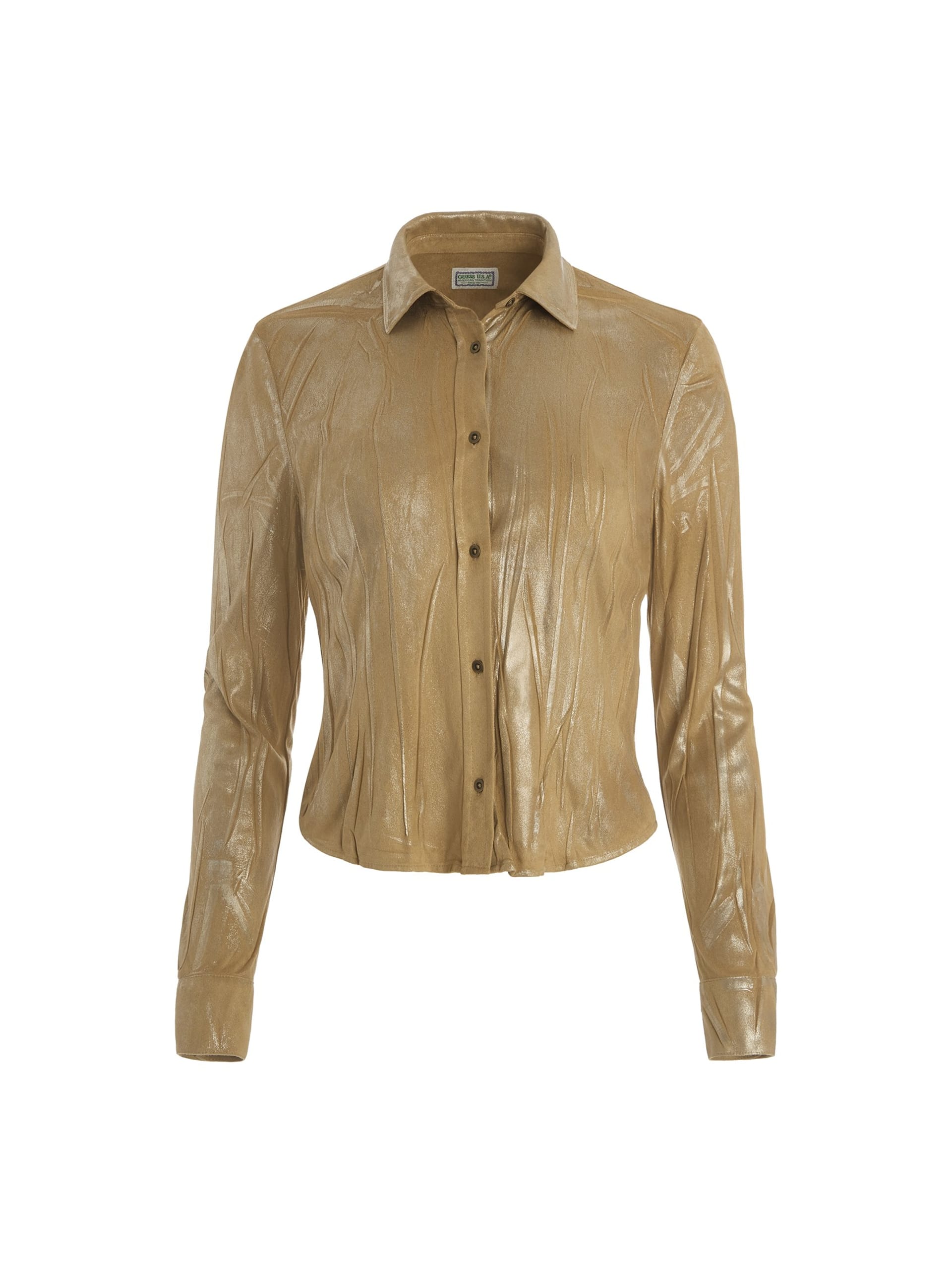 camisa de camurça sintética com estampa metálica