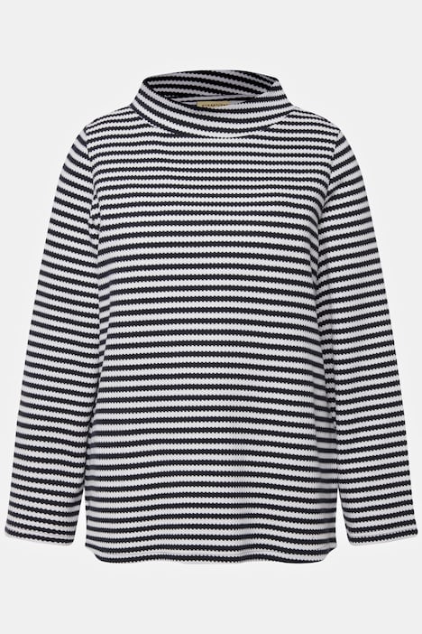 Sweatshirt, Strukturringel, Stehkragen, Langarm