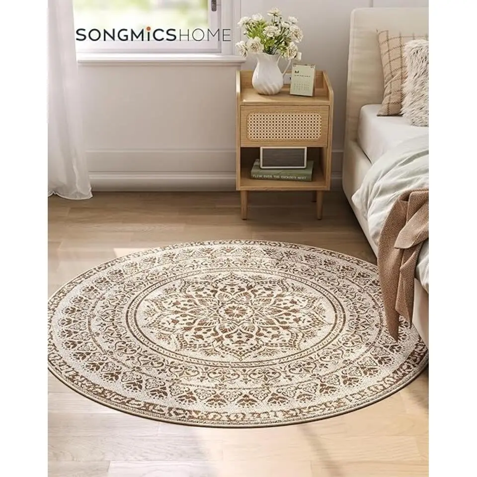 Parya Vloerkleed Rond - Dia 120 cm - Antislip Cappuccino Beige