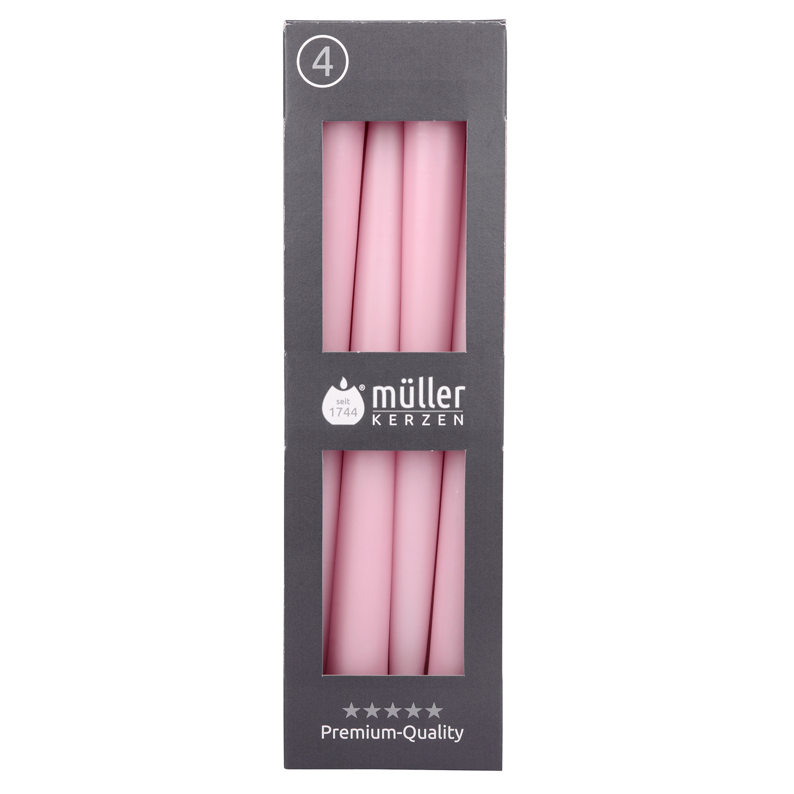 Spitzkerzen 4er-Pack - rosa - 24,5 cm hoch