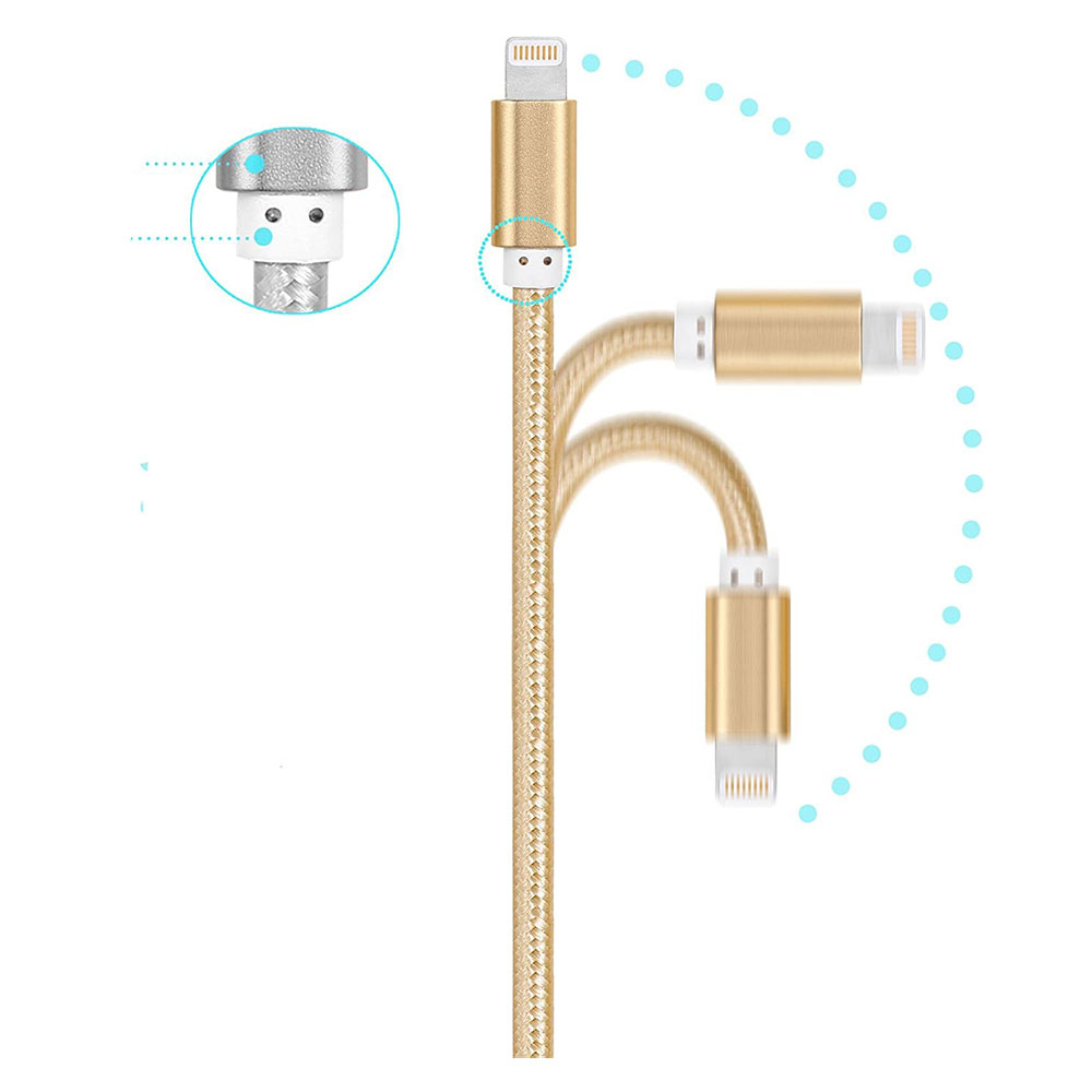 (1m) 2.4A MFi USB A auf Lightning Schnellladekabel Nylon Datenkabel - Gold