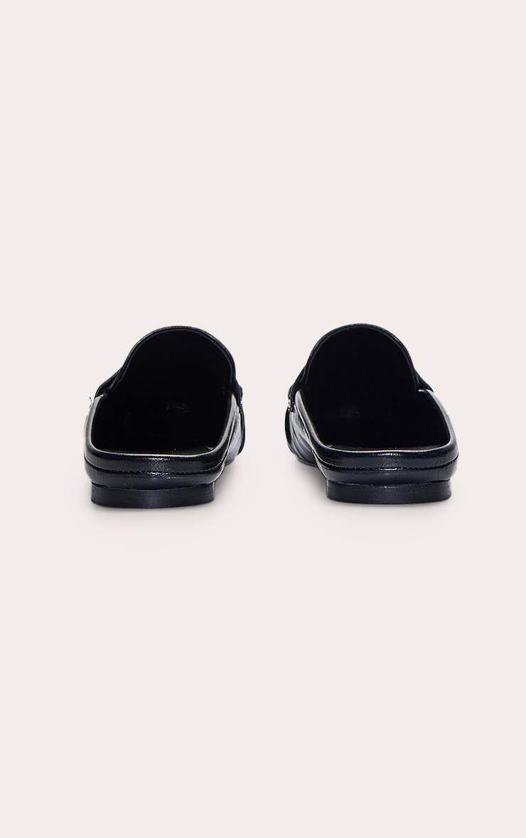 Noir Mule Mocassin À Bout Rond Froncé