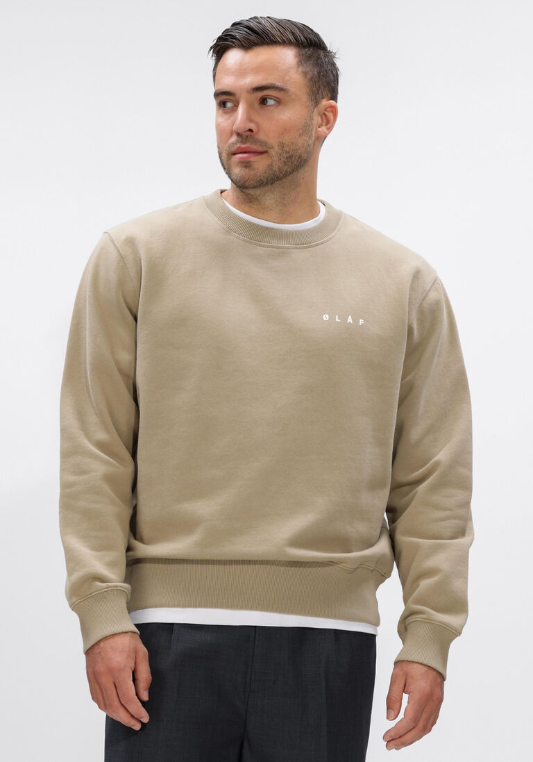 beige olaf hussein sweater brushstroke face crewneck
