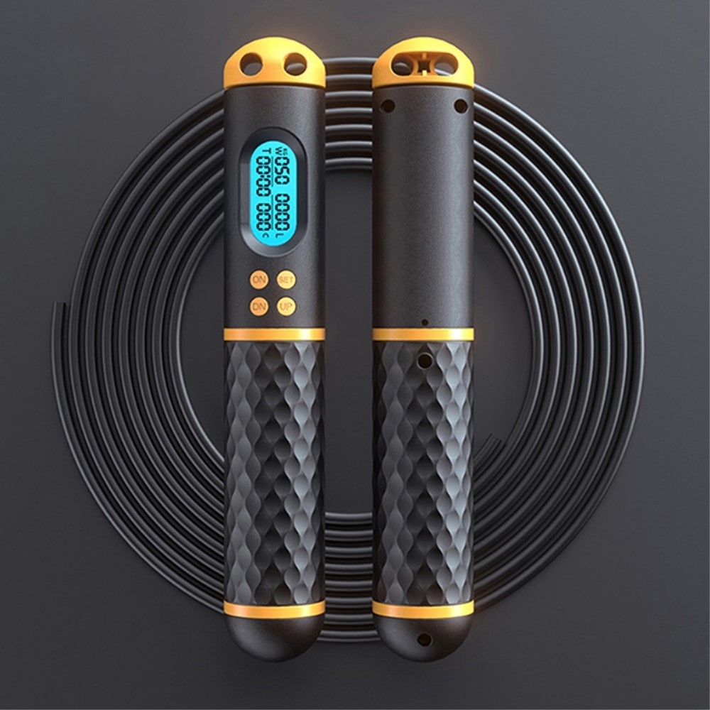 Digitales Smartes Sport Springseil Hüpfseil LCD Anzeige   Schnurlosem Indoor Seil - Schwarz / Gelb