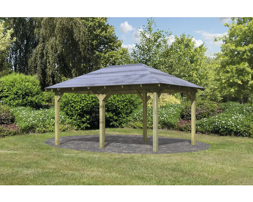 Karibu Taura paviljoen met paalankers, 289 x 429 cm, drukbehandeld