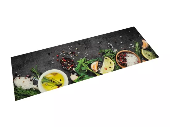 Tapis de cuisine lavable impression d'épices 60x180 cm velours