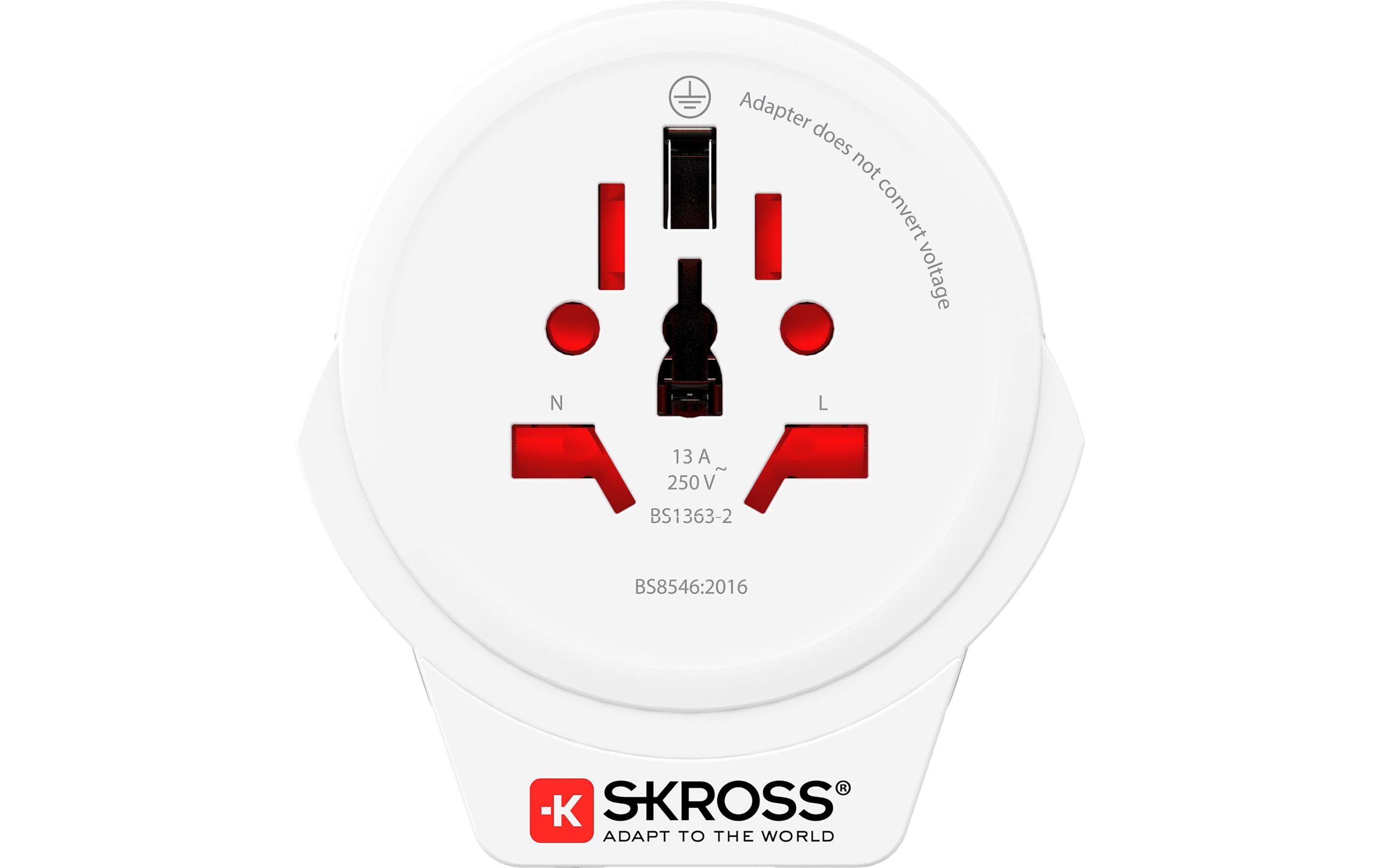 Reiseadapter World – EU mit USB LadegerätKompakter Reisestecker World zu Europa mit USB Ladeanschluss