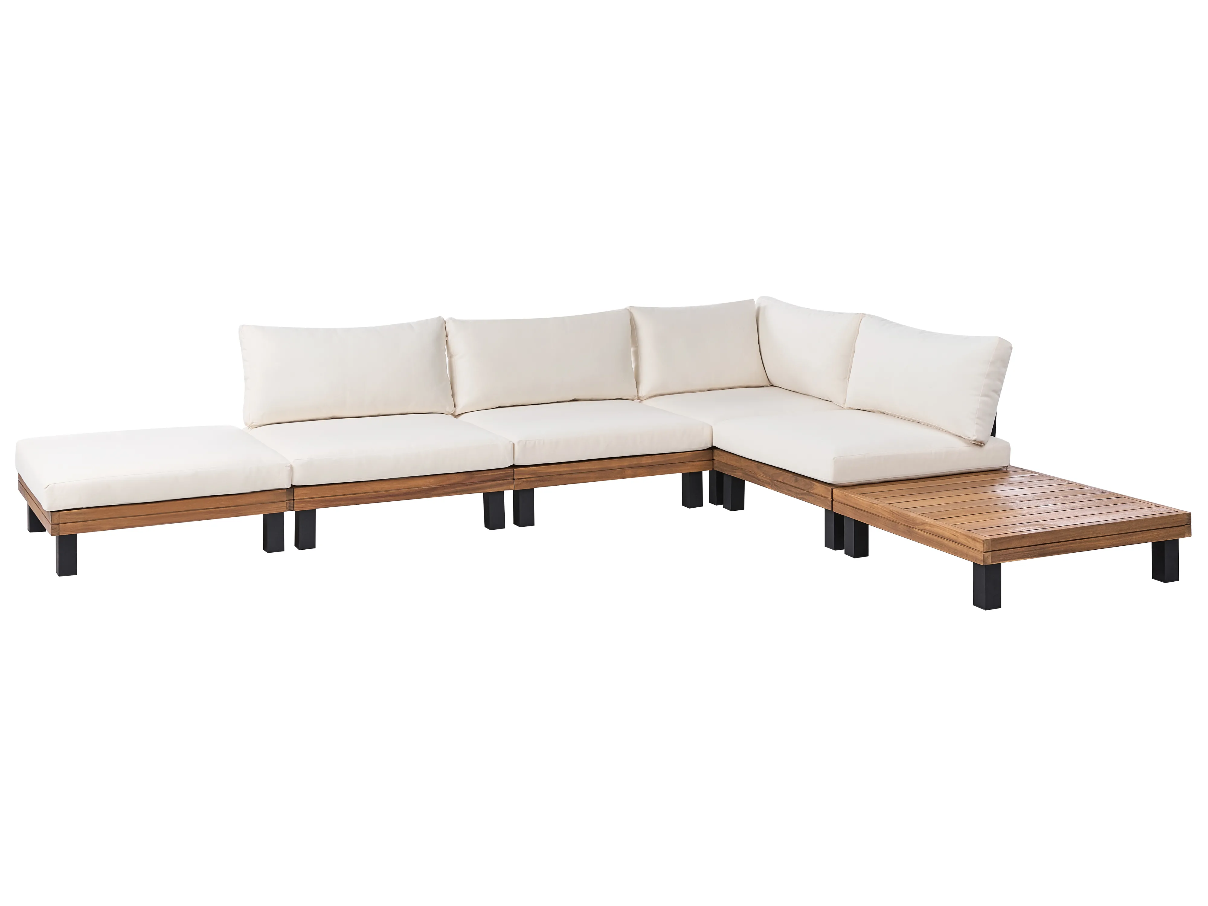 Tuin hoekloungeset met tafel 5-zits FRAZZANO Gecertificeerd acaciahout Gebroken wit