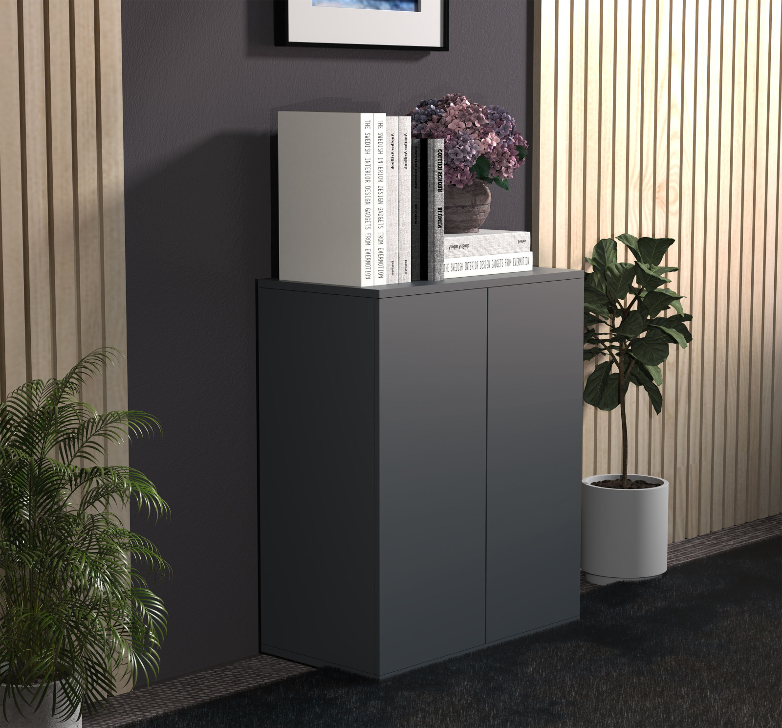 Kommode DALOSA - anthrazit - 2 Fächer - 60 cm