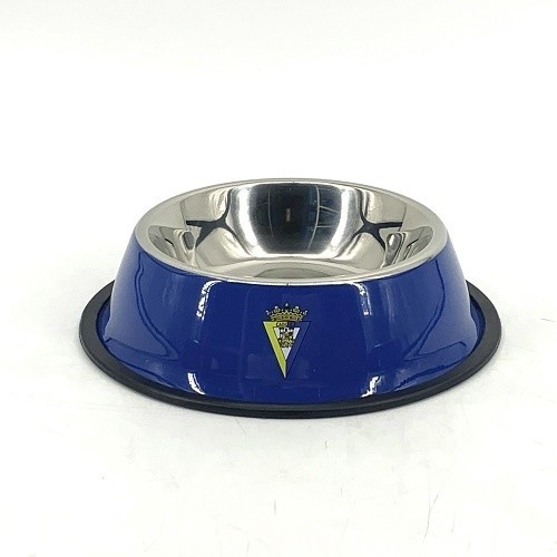 Comedouro e bebedouro para animais de estimação com escudo Cádiz, cor azul.