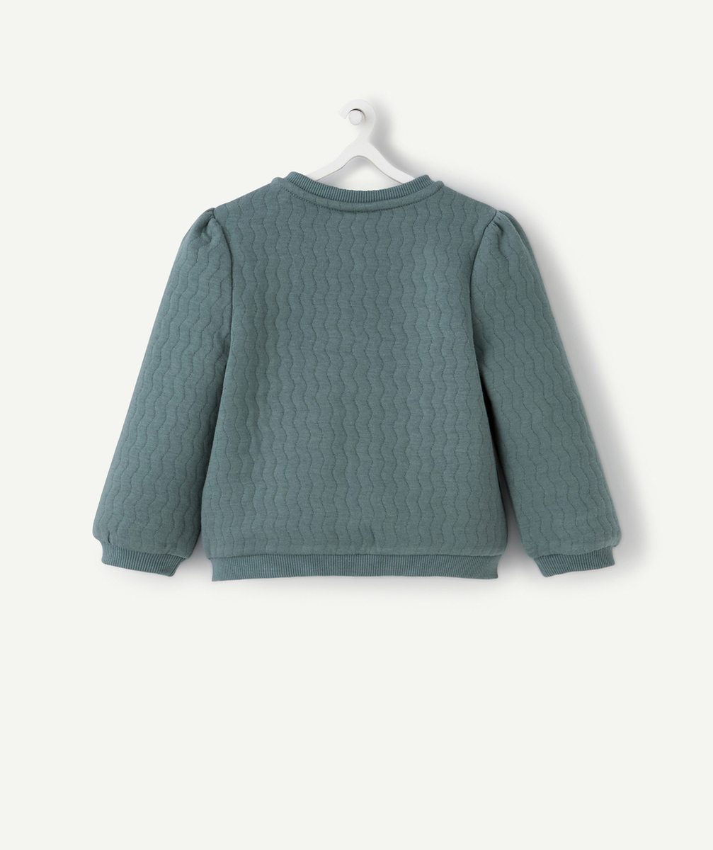 GILET BÉBÉ FILLE VERT CYAN REMBOURRÉ AVEC DÉTAILS