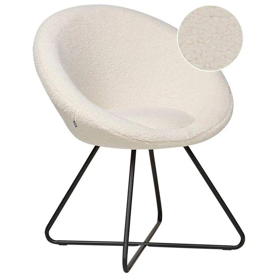 FLOBY II - Fauteuil - Crème - Bouclé