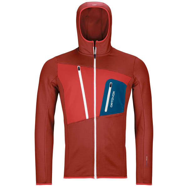 Veste polaire randonnée ORTOVOX FLEECE GRID HOODY M CLAY ORANGE