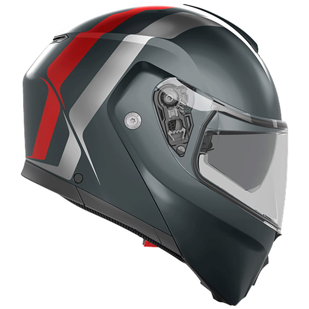 AGV - Casque Streetmodular Resia Gris Mat / Rouge