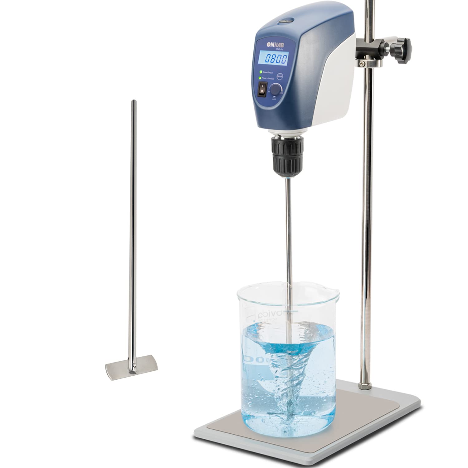 ONiLAB LCD Digitaler Rührer mit Kopfteil Max. Rührmenge 40 L Max.2200 Rpm, Weiß, Aluminiumlegierung （Ständer im Lieferumfang enthalten)