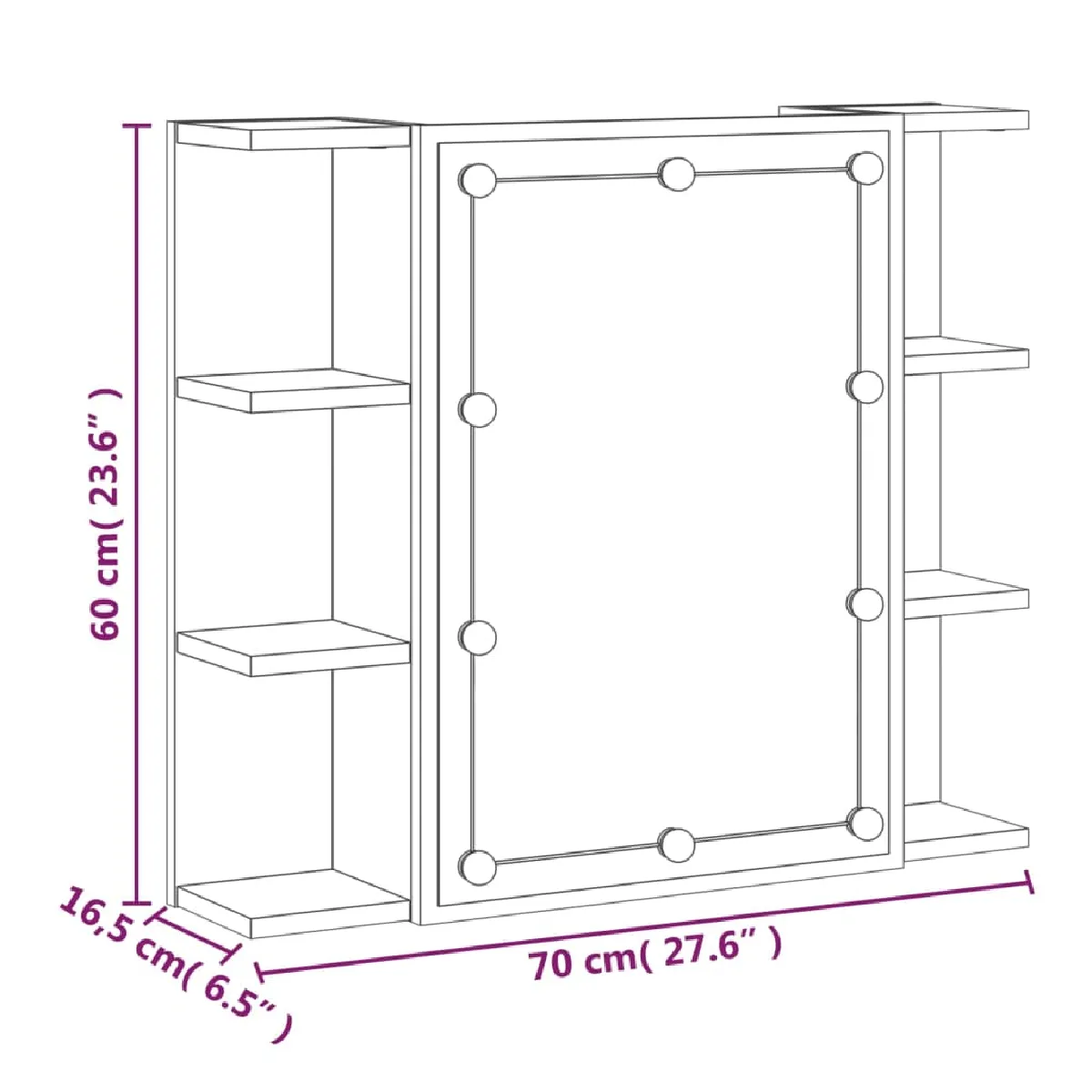vidaXL 70x16,5x60 cm