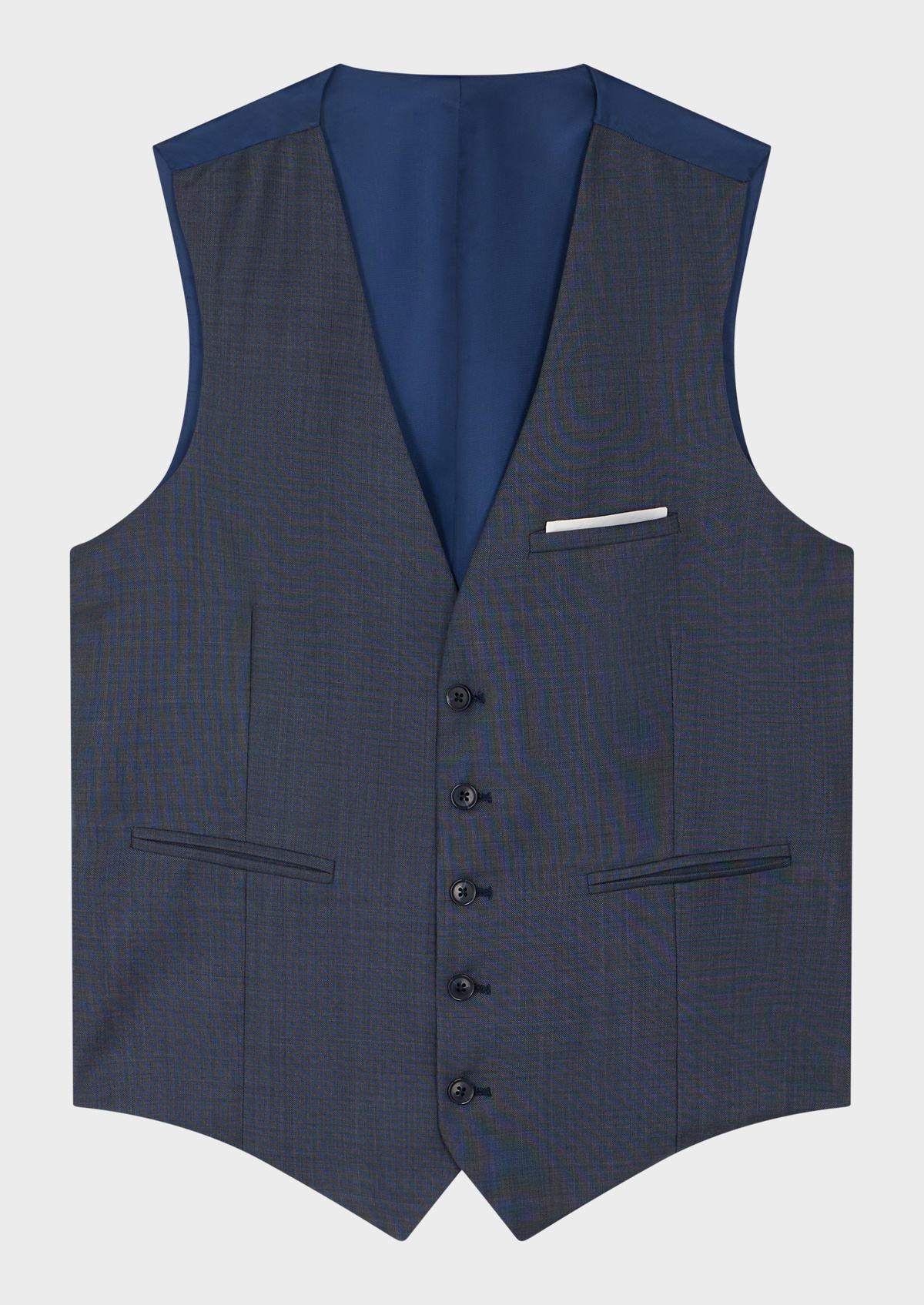 Gilet de costume en laine unie bleu indigo
