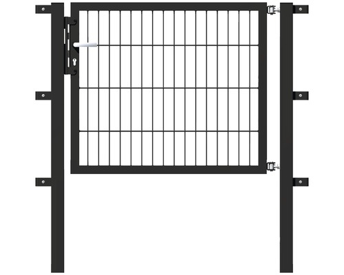Enkele poort met metalen gaaspanelen, ALBERTS Flexo 100 x 80 cm, inclusief palen 6 x 6 cm, antraciet