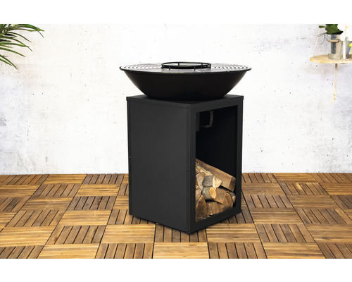 SenS-Line tuinmeubel barbecue haard, geëmailleerd staal, zwart, geëmailleerd stalen grillrooster, inclusief grillrooster en aslade