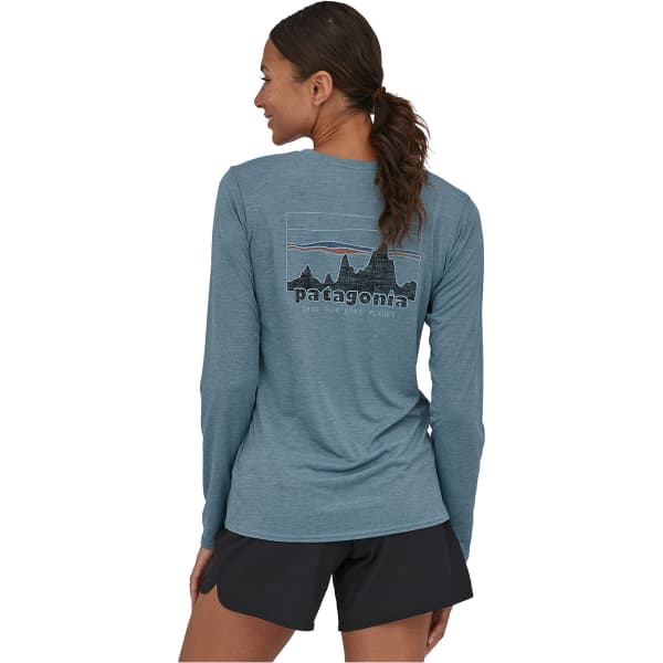 T-shirt randonnée PATAGONIA W'S L/S CAP COOL ‘73 SKYLINE: LIGHT PLUME GREY X-DYE