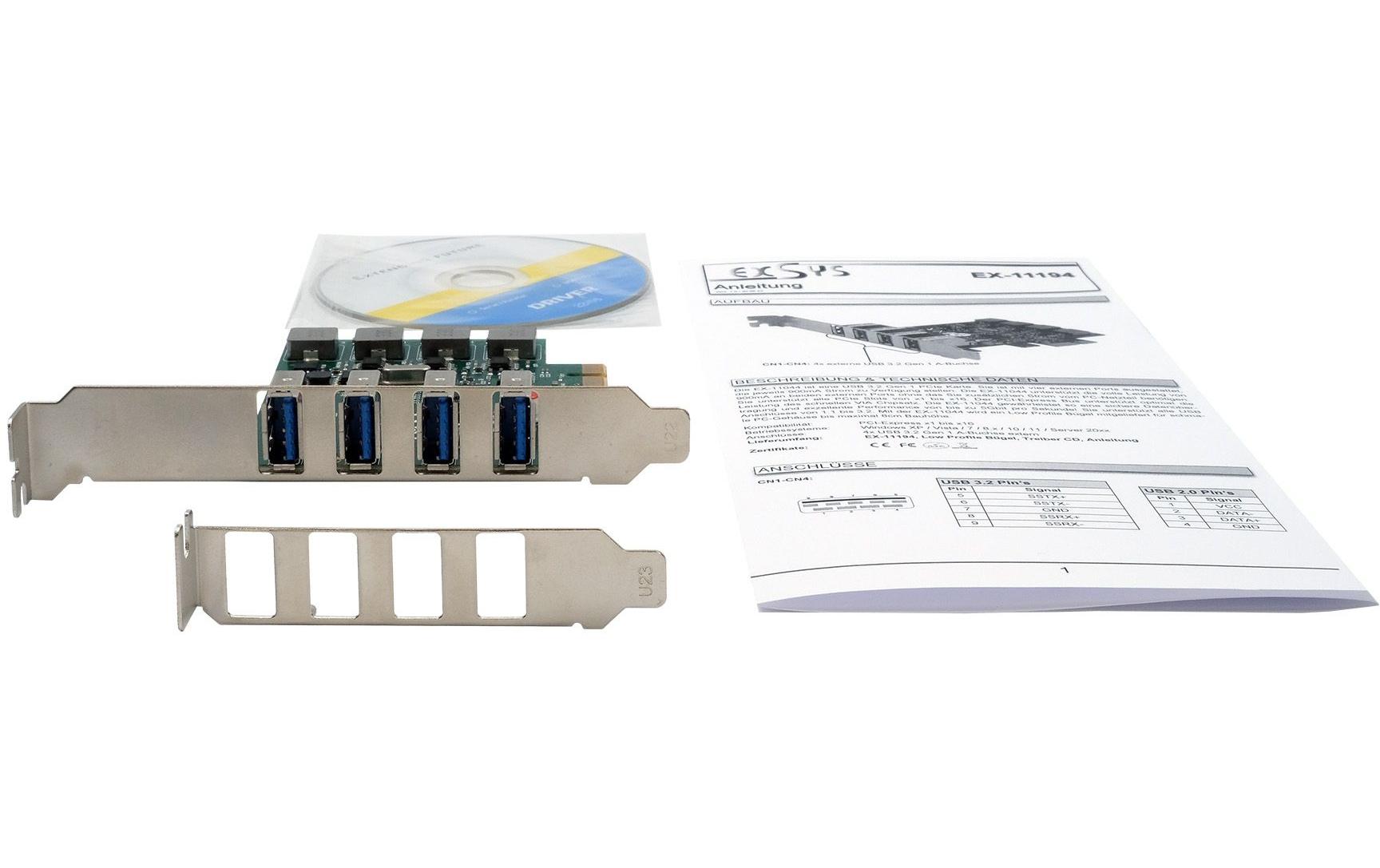 PCI-Express-Karte EX-11194PCIe-Schnittstellenkarte mit vier USB-3.0 Anschlüssen