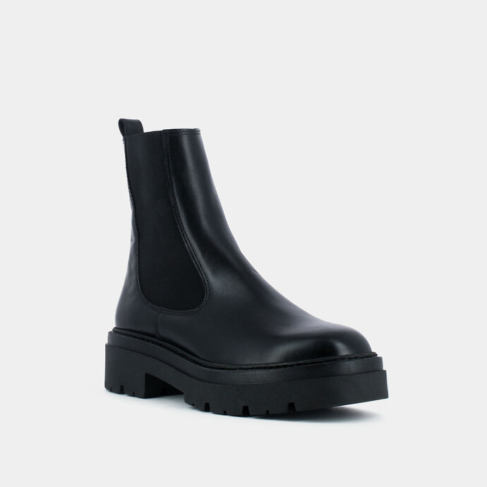 Bottines à plateformes  en cuir noir