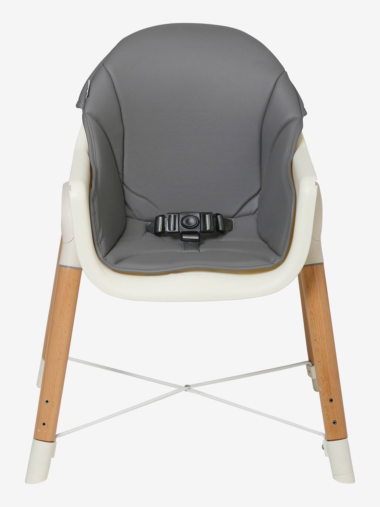 Cadeira alta evolutiva Vertbaudet High & Low cinza médio liso 2 alturas