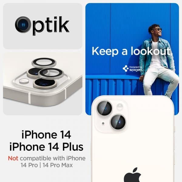 Spigen iPhone 14/iPhone 14 Plus Kameralinsebeskytter GLAS.tR EZ Fit Optik Pro Starlight 2-pak
