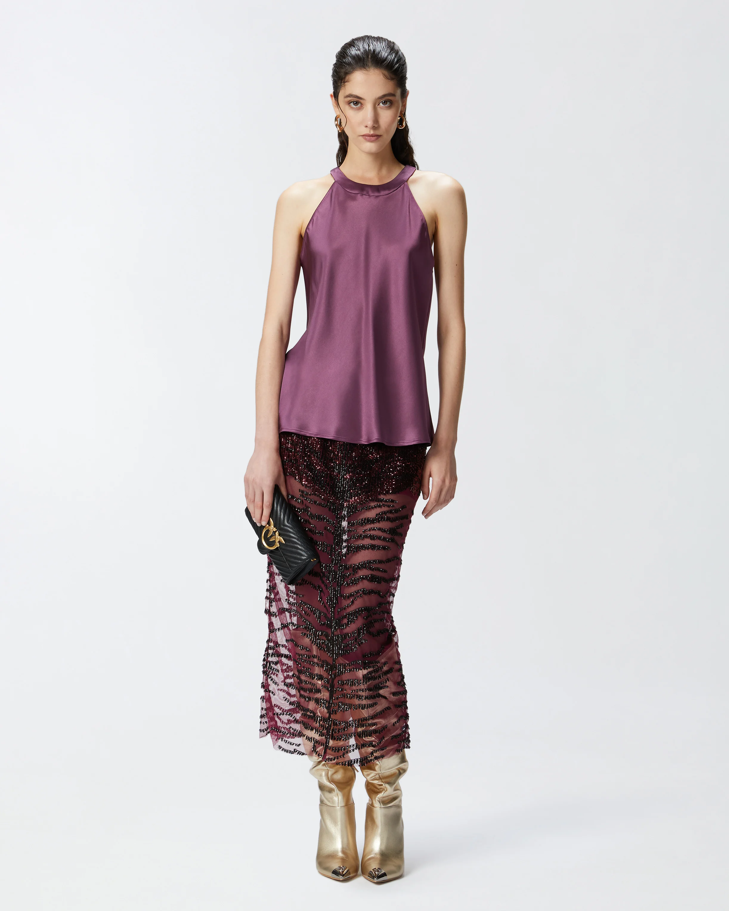 Top avec nœud et crêpe georgette | Rouge