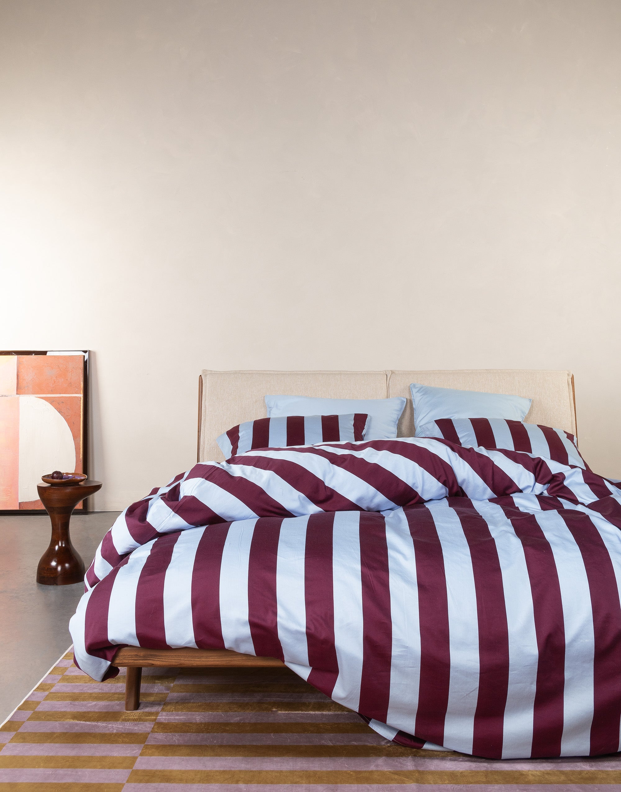 Essenza Minte Stripe Dekbedovertrek 200 x 200|220 cm - Mauve|Ice Blue