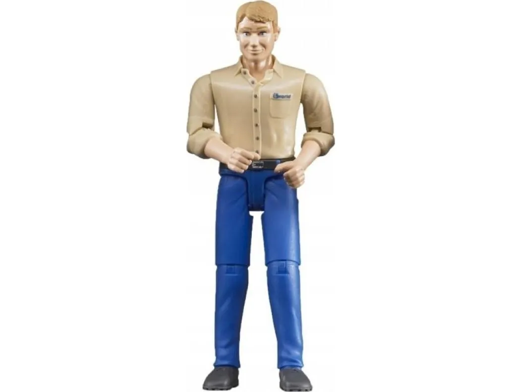 Bruder Man, light skin, blue jeans toy
